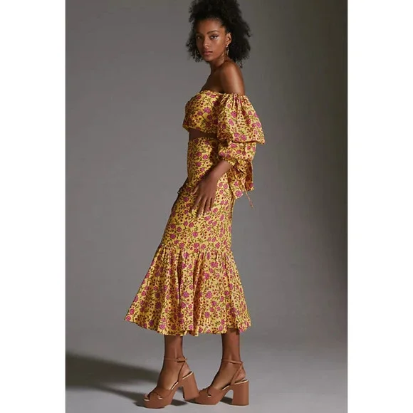 EDDY Anthropologie Patsy Fluted Skirt Hadley Crop Top Outfit Set Size 8 Medium - Picture 11 of 14